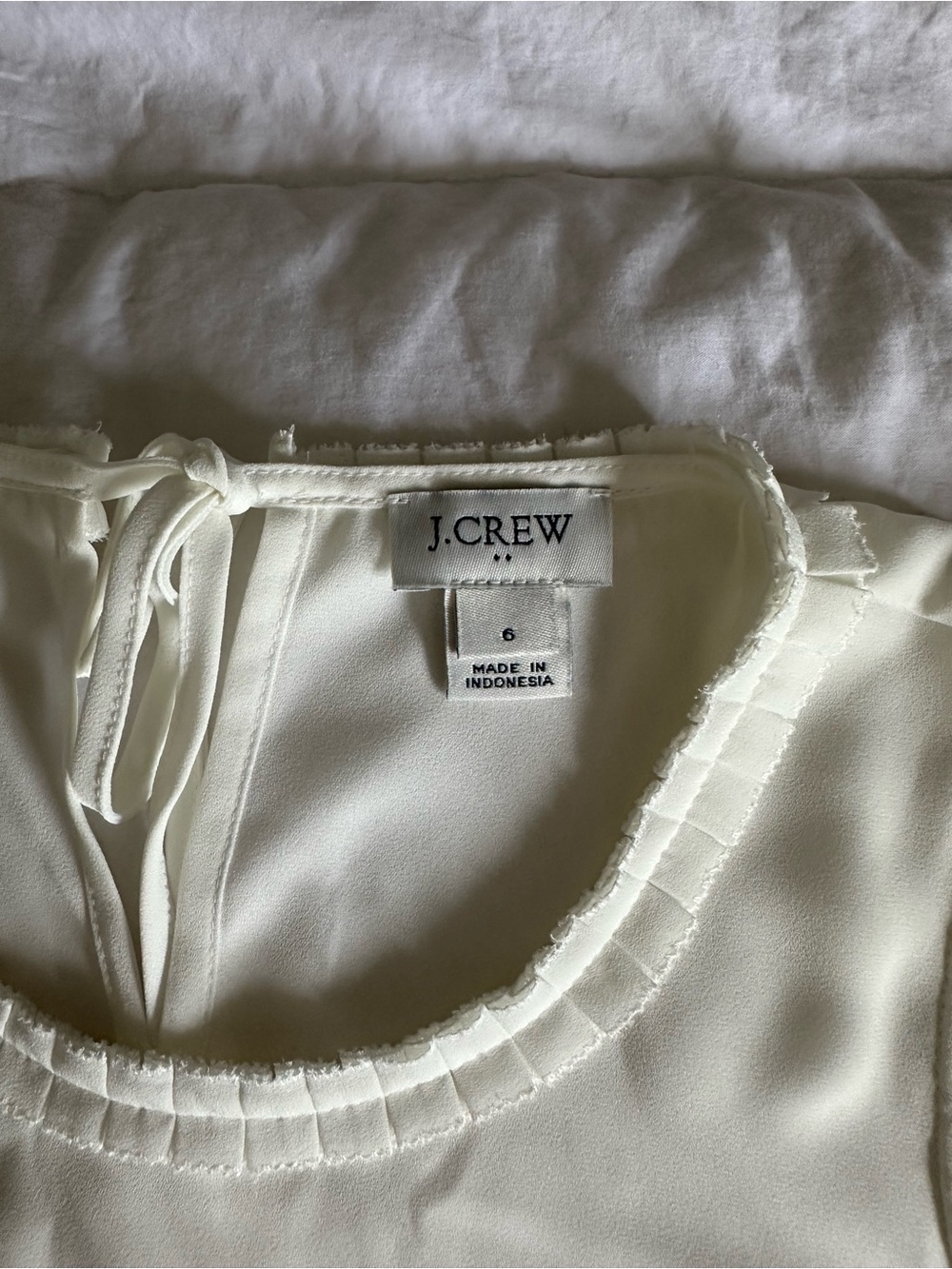 J. Crew Cream Sleeveless Ruffle-Trim Shell - Picture 2 of 4